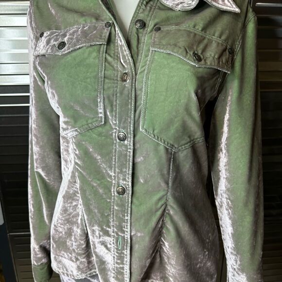 Vintage Y2K Versace Crushed Iridescent Green Velvet Track Suit Small - Picture 2 of 15